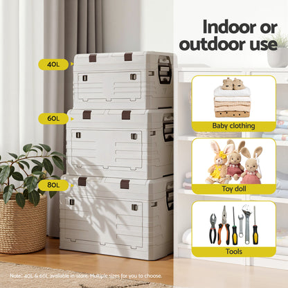 Gardeon 80L Outdoor Storage Box Foldable Camping Collapsible Bins Organizer