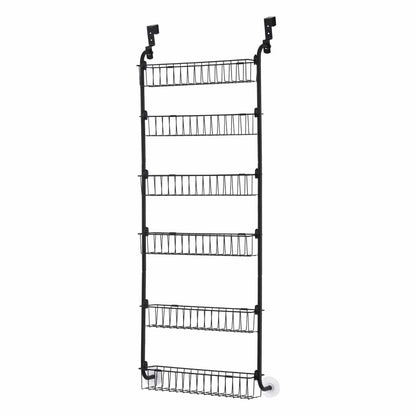 Artiss Over Door Storage Hanger Pantry 6-Tier Metal Hook Hanging Organiser Black