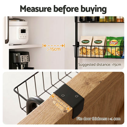 Artiss Over Door Storage Hanger Pantry 6-Tier Metal Hook Hanging Organiser Black