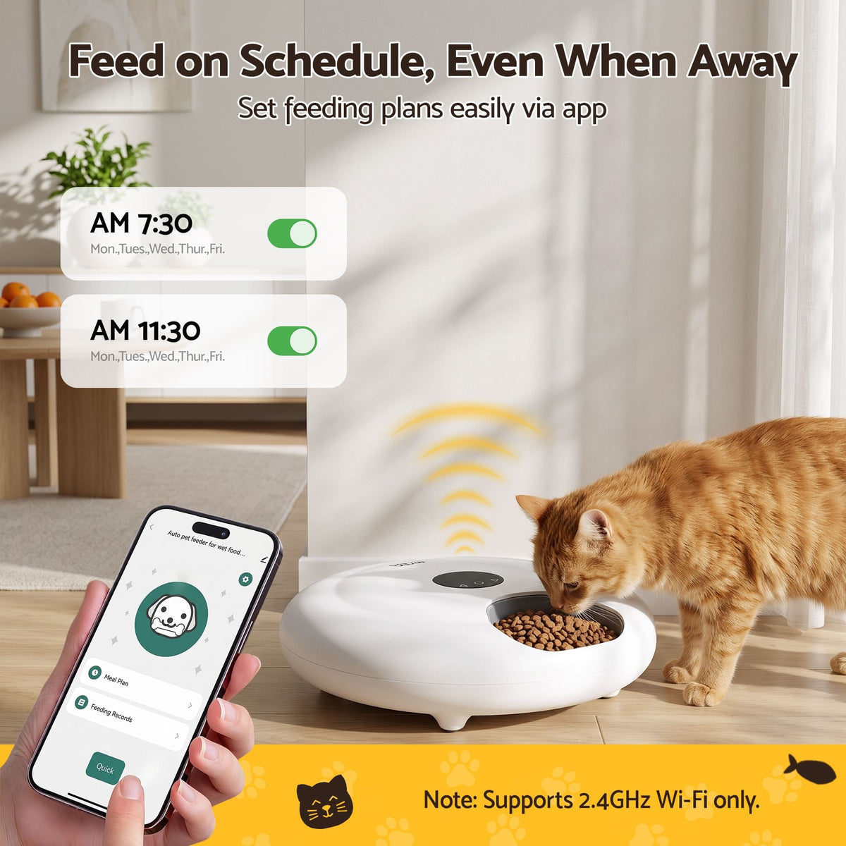 i.Pet Pet Care > Cat Supplies > Cat Bowls, Feeders & Waterers i.Pet Automatic Cat Feeder Wet & Dry Food 6 Compartments Per 150ml WiFi White