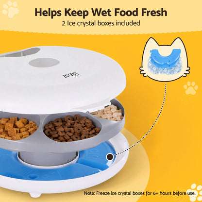 i.Pet Pet Care > Cat Supplies > Cat Bowls, Feeders & Waterers i.Pet Automatic Cat Feeder Wet & Dry Food 6 Compartments Per 150ml WiFi White