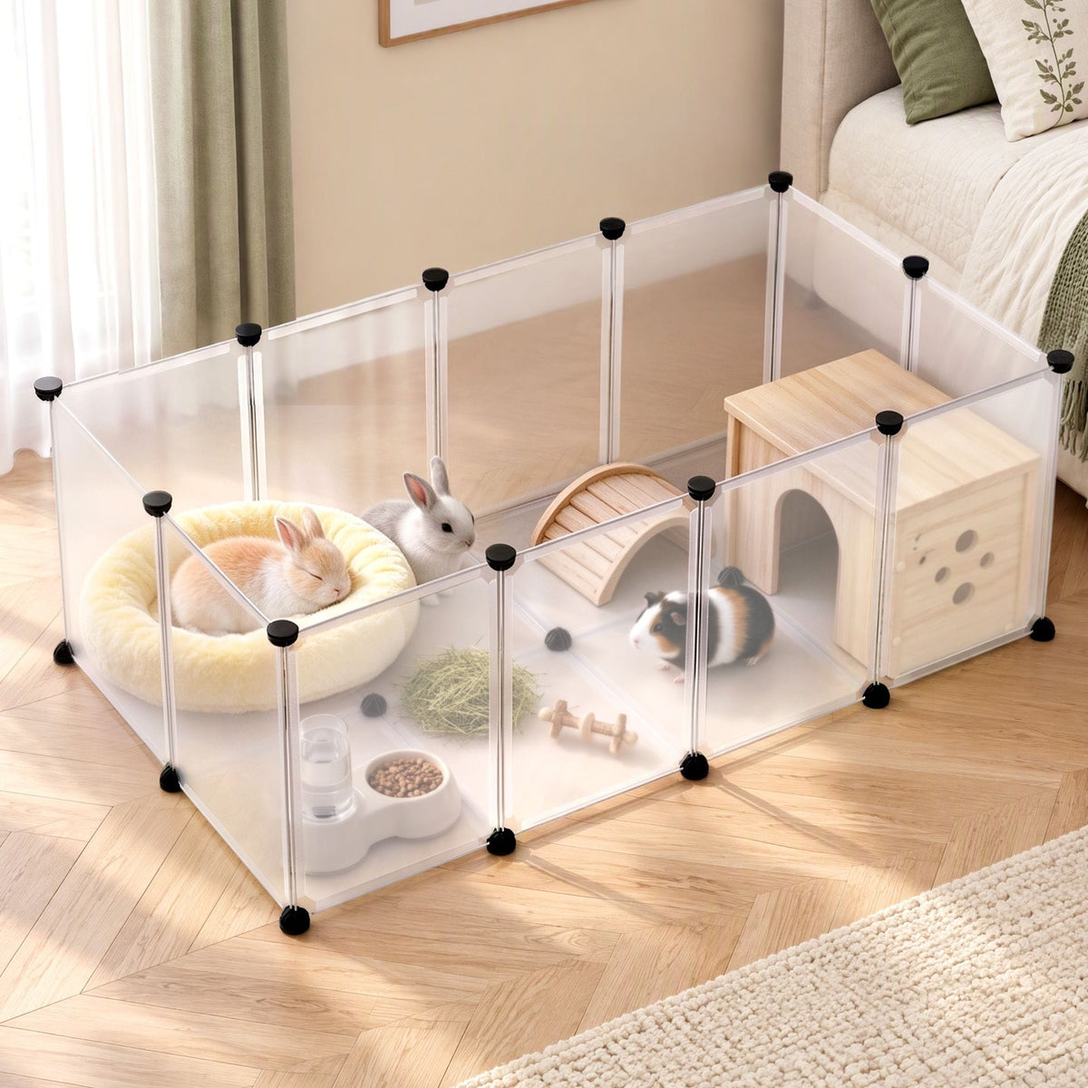 Alona.com.au Pet Care > Dog Supplies > Dog Playpens & Gates i.Pet Pet Dog Playpen 20 Panels with Baseboard DIY Enclosure Small Animal Rabbit Pen 125CM