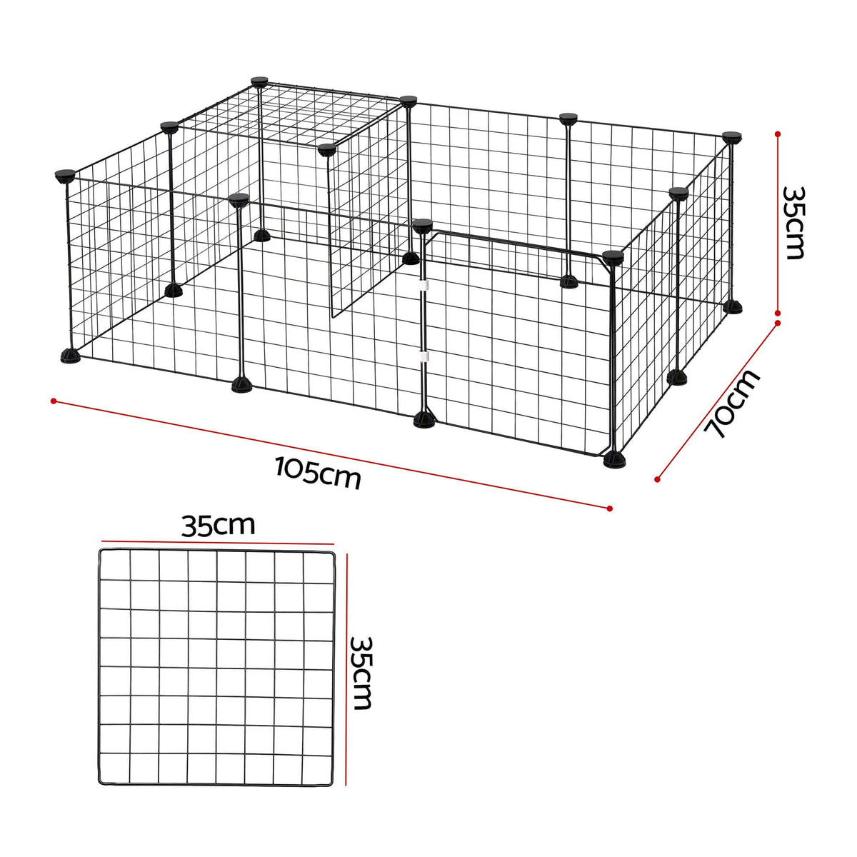 Alona.com.au Pet Care > Dog Supplies > Dog Playpens & Gates i.Pet Dog Playpen 12 Panels Pet Playpen 35x35cm Iron DIY Enclosure for Small Animals