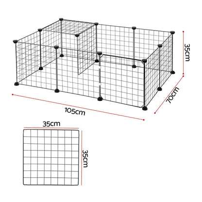 Alona.com.au Pet Care > Dog Supplies > Dog Playpens & Gates i.Pet Dog Playpen 12 Panels Pet Playpen 35x35cm Iron DIY Enclosure for Small Animals