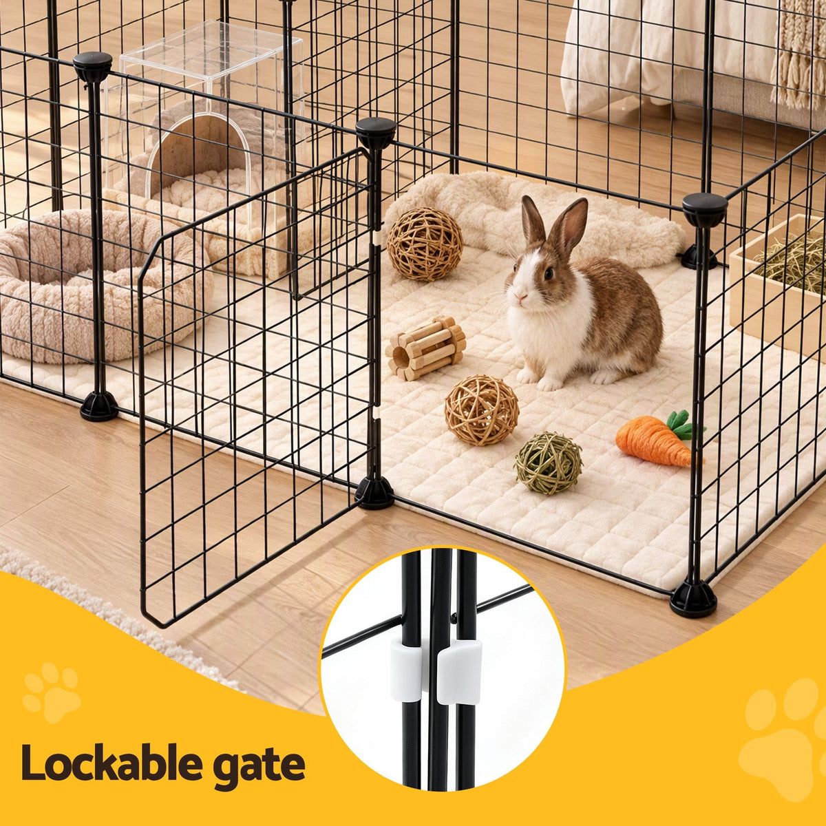 Alona.com.au Pet Care > Dog Supplies > Dog Playpens & Gates i.Pet Dog Playpen 12 Panels Pet Playpen 35x35cm Iron DIY Enclosure for Small Animals