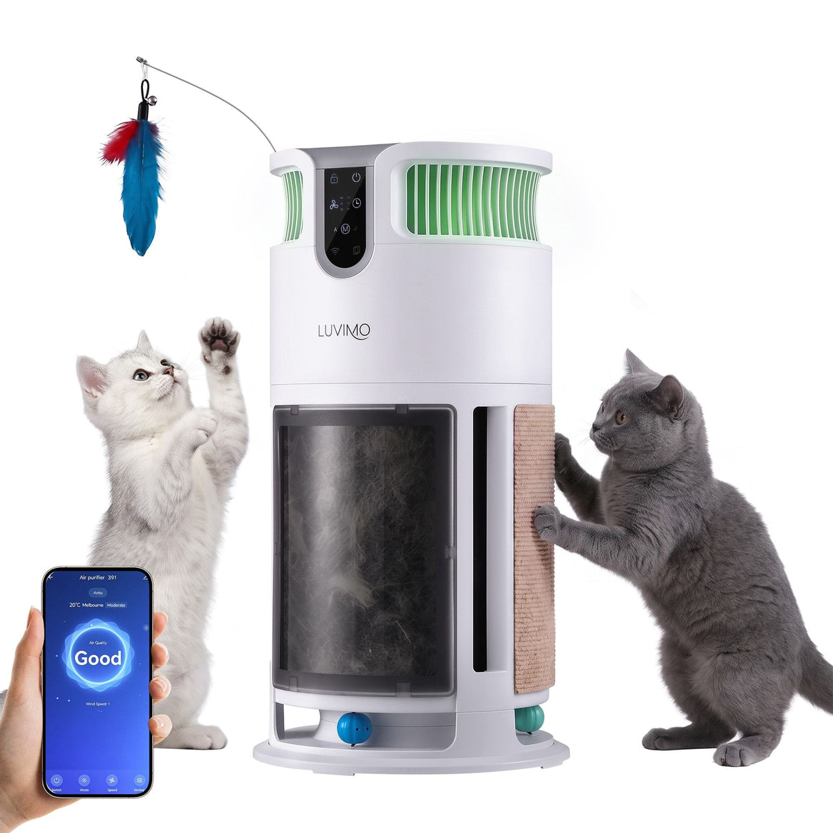 Alona.com.au Appliances > Aroma Diffusers & Humidifiers > Purifiers LUVIMO Pet Air Purifier H13 HEPA Smart Air Cleaner CADR 350 w/ Cat Toys for Home
