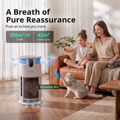 Alona.com.au Appliances > Aroma Diffusers & Humidifiers > Purifiers LUVIMO Pet Air Purifier H13 HEPA Smart Air Cleaner CADR 350 w/ Cat Toys for Home