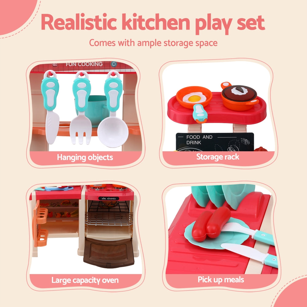 Keezi Kids Kitchen Pretend Play Set Cooking Sound Steam Light Function