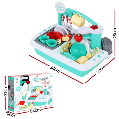 Keezi Kids Kitchen Play Set Play Pretend Sink Dishwasher Toys Green