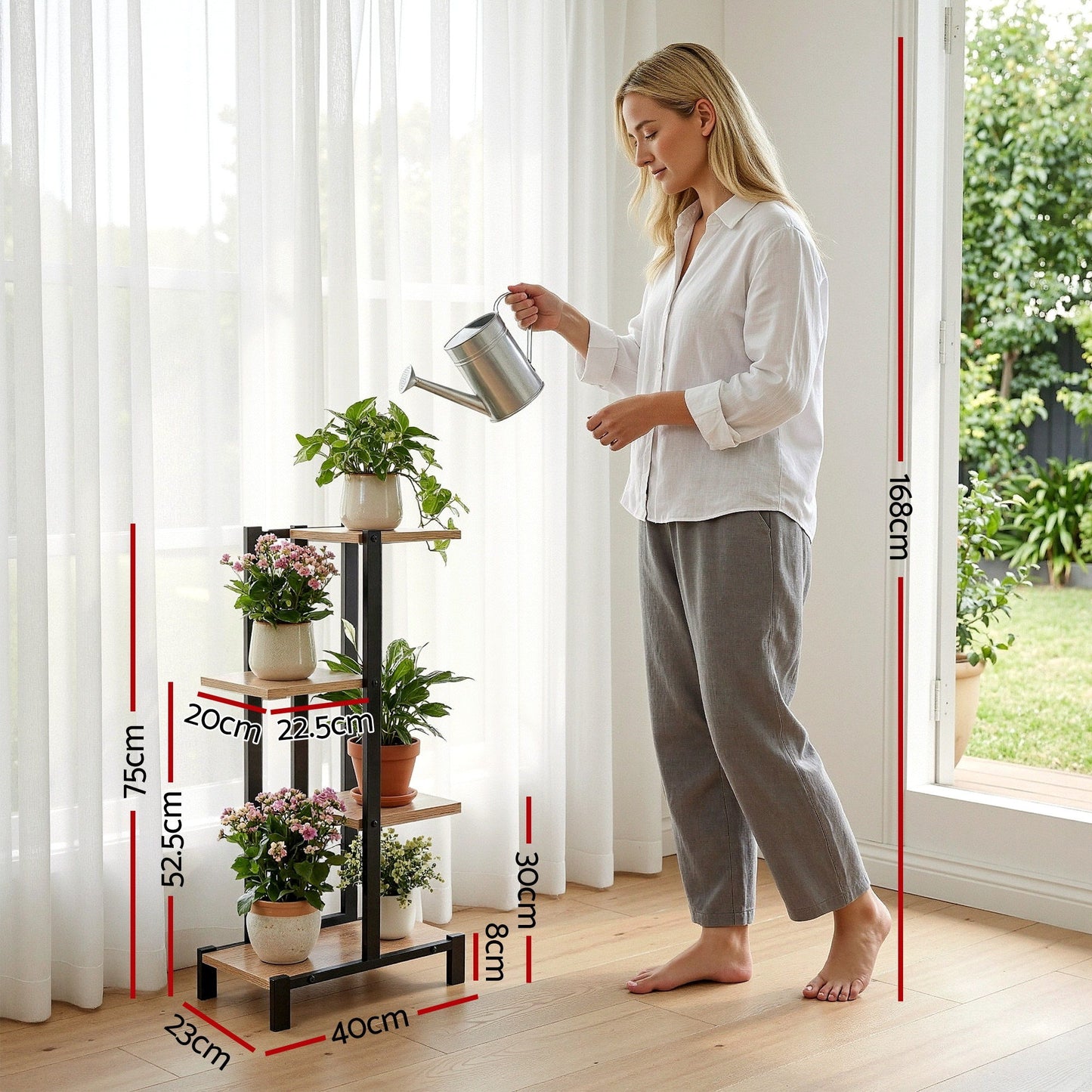 Artiss 4 Tiers Plant Stand Metal Flower Pots Shelf Indoor Outdoor Garden Home