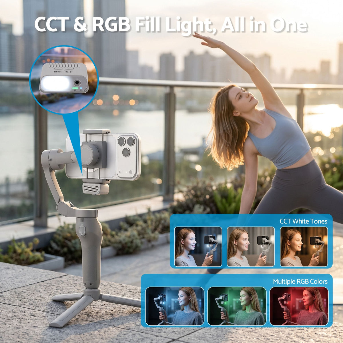 Alona.com.au Health & Beauty > Health & Wellbeing > Supports & Braces Devanti 3-Axis Handheld Gimbal Stabilizer for Smartphone & Tripod AI Tracking Fill Light