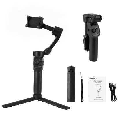 Alona.com.au Health & Beauty > Health & Wellbeing > Supports & Braces Devanti 3-Axis Gimbal Stabilizer with Tripod for Smartphone, Foldable Selfie Stick