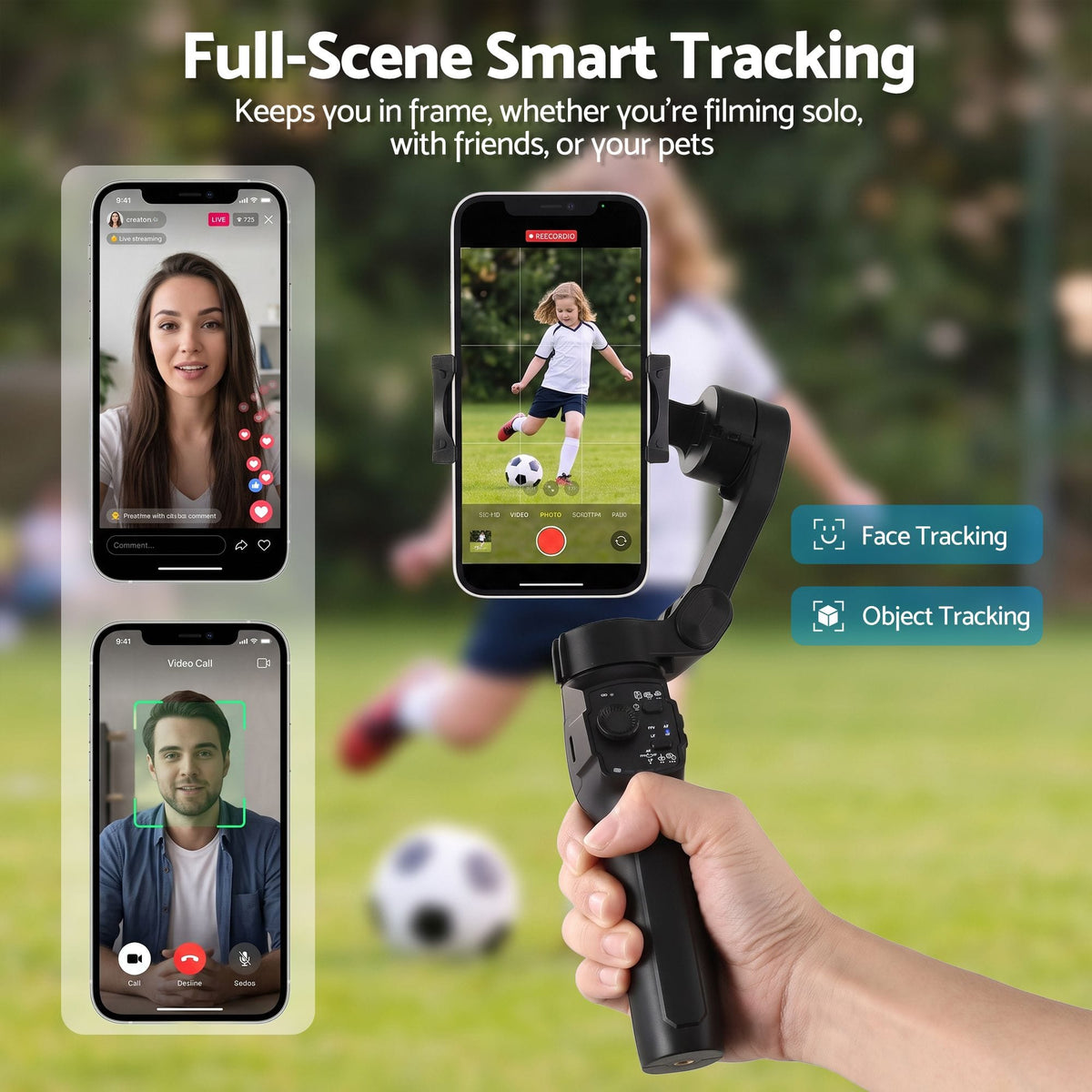 Alona.com.au Health & Beauty > Health & Wellbeing > Supports & Braces Devanti 3-Axis Gimbal Stabilizer with Tripod for Smartphone, Foldable Selfie Stick