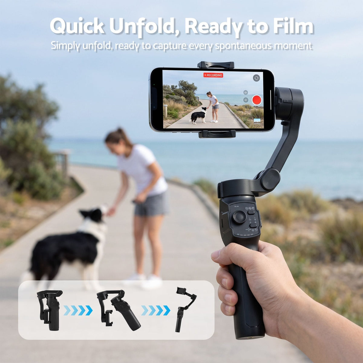 Alona.com.au Health & Beauty > Health & Wellbeing > Supports & Braces Devanti 3-Axis Gimbal Stabilizer with Tripod for Smartphone, Foldable Selfie Stick