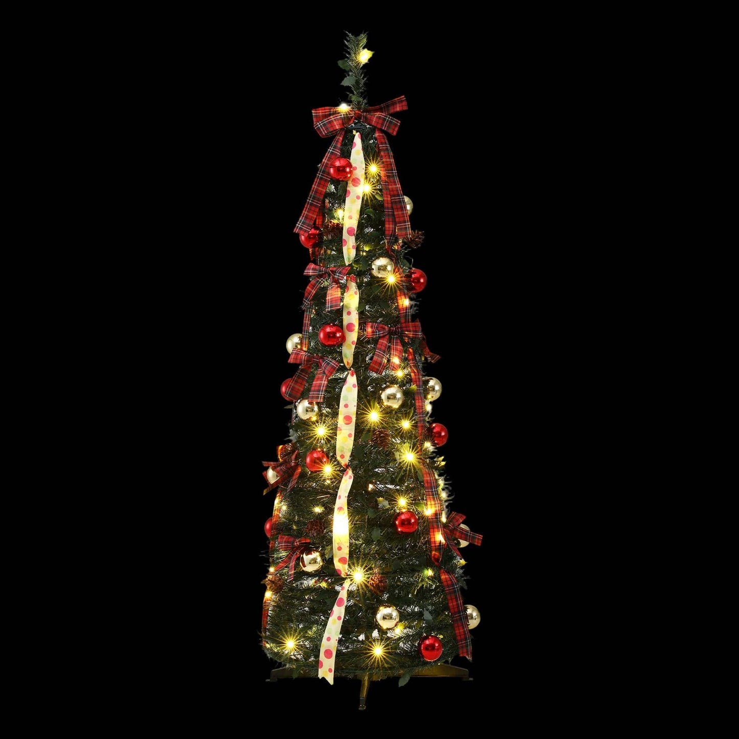 Jingle Jollys Pop Up Christmas Tree Pre Decorated Artificial Christmas Tree 160cm