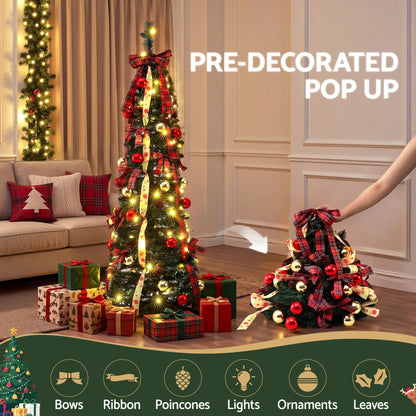 Jingle Jollys Pop Up Christmas Tree Pre Decorated Artificial Christmas Tree 160cm