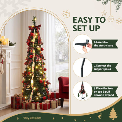 Jingle Jollys Pop Up Christmas Tree Pre Decorated Artificial Christmas Tree 160cm