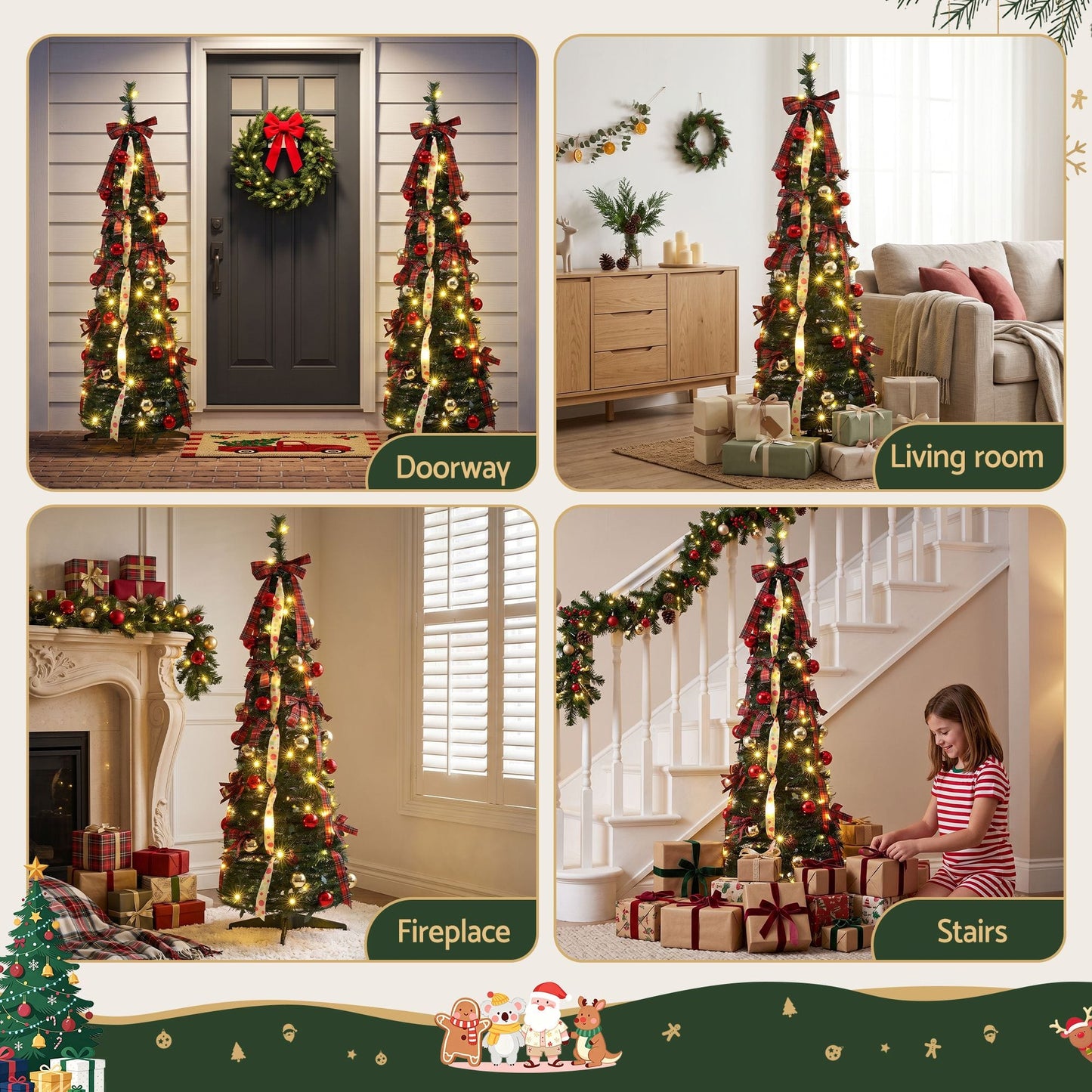 Jingle Jollys Pop Up Christmas Tree Pre Decorated Artificial Christmas Tree 160cm