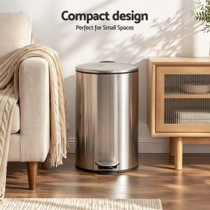 Alona.com.au Home & Garden > Kitchen Bins > Pedal Bins Cefito 12L Pedal Bin Rubbish Waste Bin Soft Close Lid Kitchen Bathroom Silver