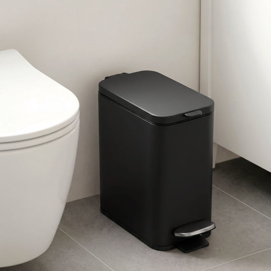 Alona.com.au Home & Garden > Kitchen Bins > Pedal Bins Cefito 5L Pedal Rubbish Bin Carbon Steel Rectangular Trash Can Removable Bucket Black