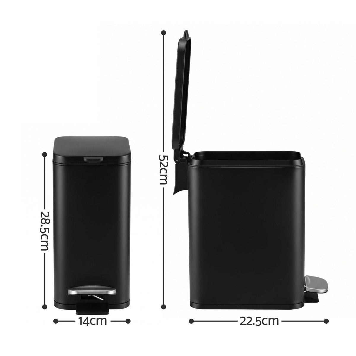 Alona.com.au Home & Garden > Kitchen Bins > Pedal Bins Cefito 5L Pedal Rubbish Bin Carbon Steel Rectangular Trash Can Removable Bucket Black