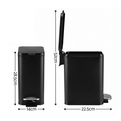 Alona.com.au Home & Garden > Kitchen Bins > Pedal Bins Cefito 5L Pedal Rubbish Bin Carbon Steel Rectangular Trash Can Removable Bucket Black