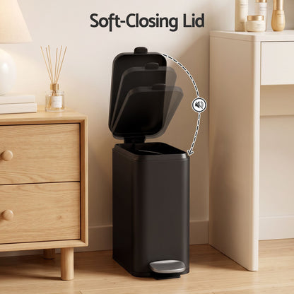 Alona.com.au Home & Garden > Kitchen Bins > Pedal Bins Cefito 5L Pedal Rubbish Bin Carbon Steel Rectangular Trash Can Removable Bucket Black