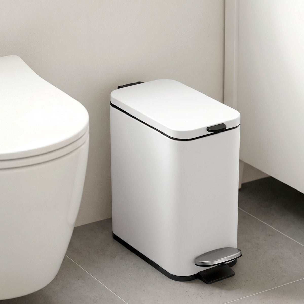 Alona.com.au Home & Garden > Kitchen Bins > Pedal Bins Cefito 5L Pedal Rubbish Bin Carbon Steel Rectangular Trash Can Removable Bucket White