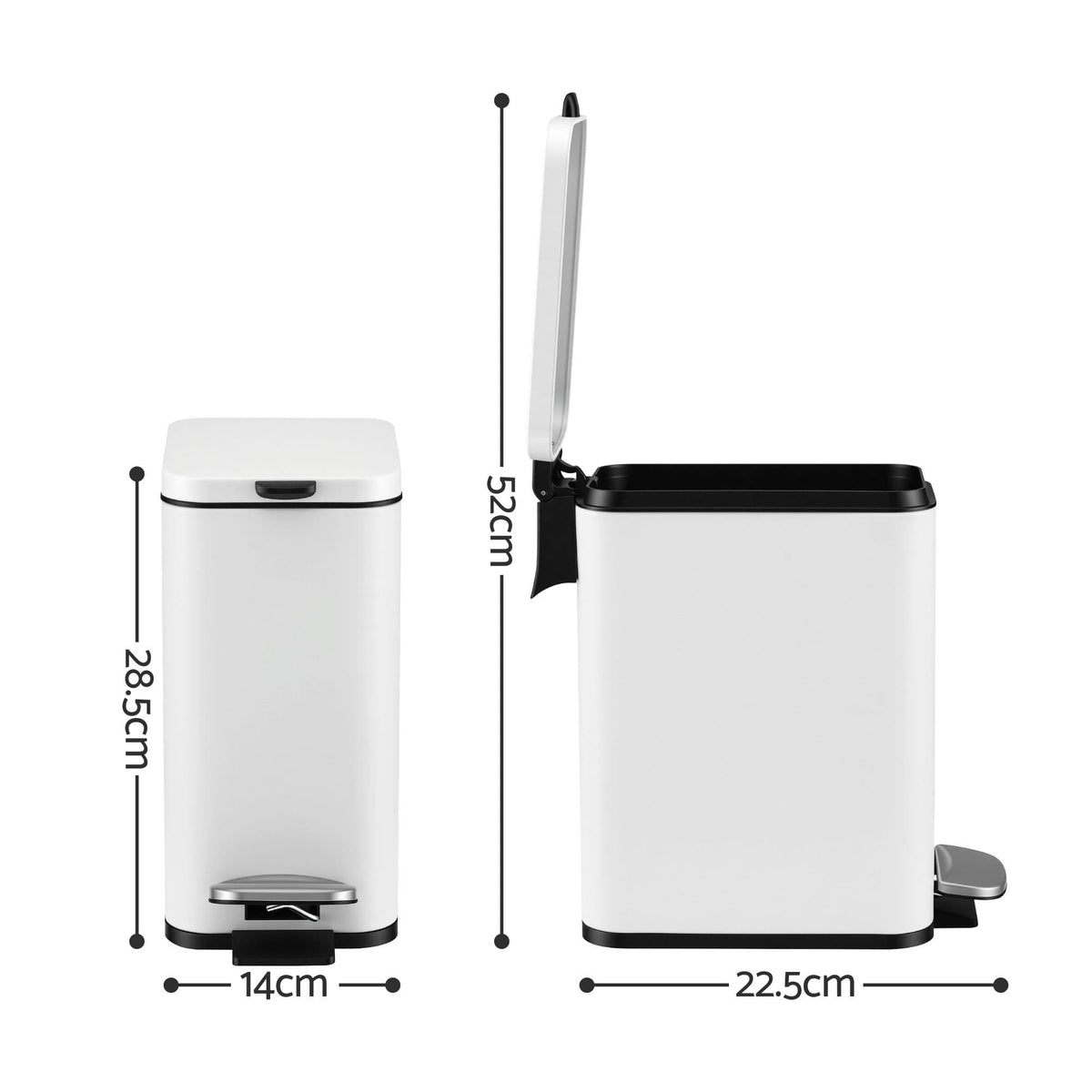 Alona.com.au Home & Garden > Kitchen Bins > Pedal Bins Cefito 5L Pedal Rubbish Bin Carbon Steel Rectangular Trash Can Removable Bucket White
