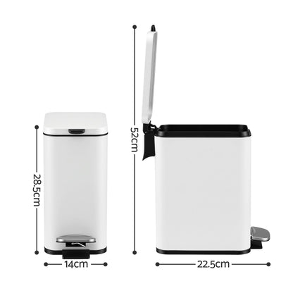 Alona.com.au Home & Garden > Kitchen Bins > Pedal Bins Cefito 5L Pedal Rubbish Bin Carbon Steel Rectangular Trash Can Removable Bucket White