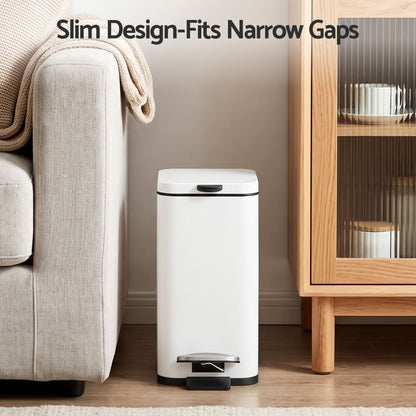 Alona.com.au Home & Garden > Kitchen Bins > Pedal Bins Cefito 5L Pedal Rubbish Bin Carbon Steel Rectangular Trash Can Removable Bucket White