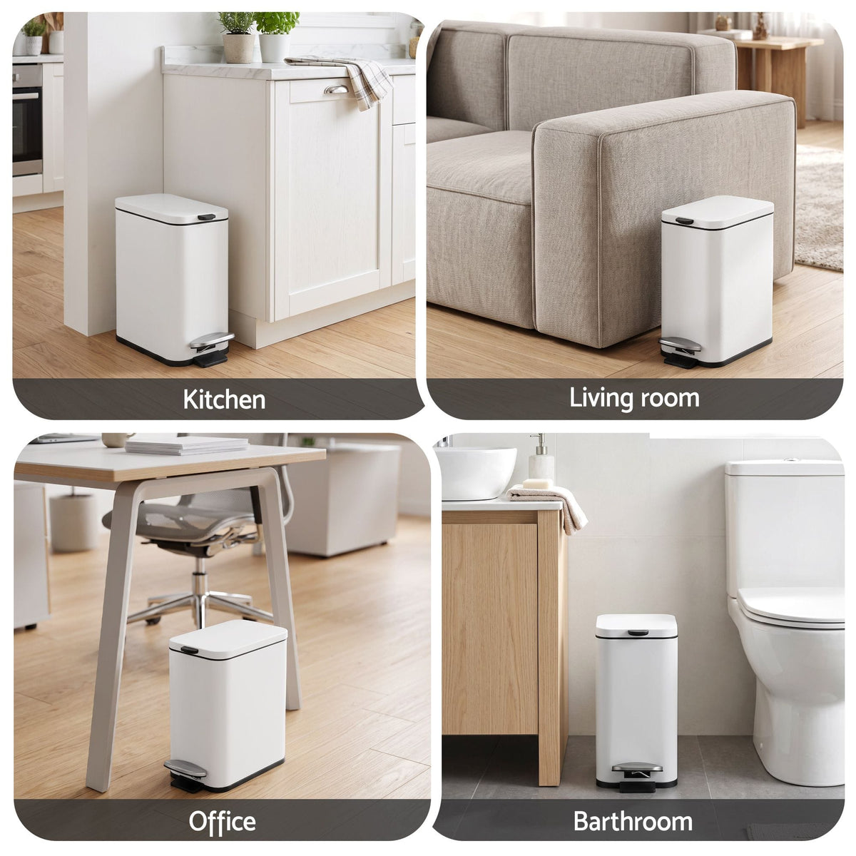 Alona.com.au Home & Garden > Kitchen Bins > Pedal Bins Cefito 5L Pedal Rubbish Bin Carbon Steel Rectangular Trash Can Removable Bucket White