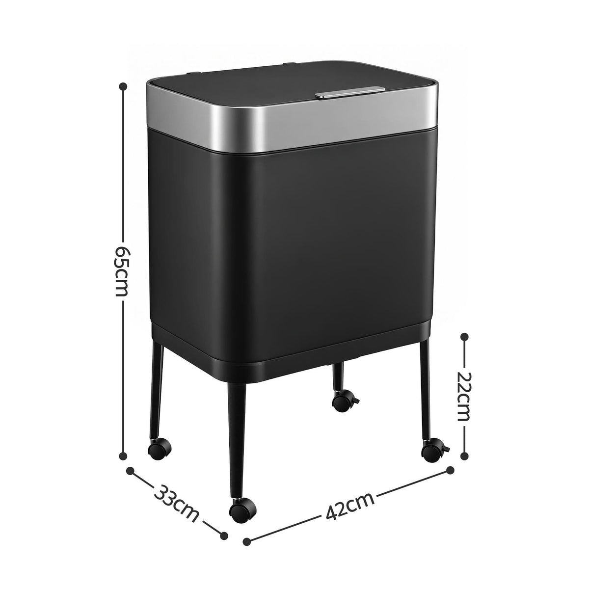Alona.com.au Home & Garden > Kitchen Bins > Automatic Bins Cefito 40L Press Top Trash Can Kitchen Rubbish Bin Moblie Stainless Steel Black