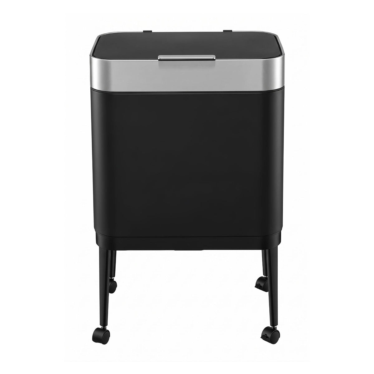 Alona.com.au Home & Garden > Kitchen Bins > Automatic Bins Cefito 40L Press Top Trash Can Kitchen Rubbish Bin Moblie Stainless Steel Black