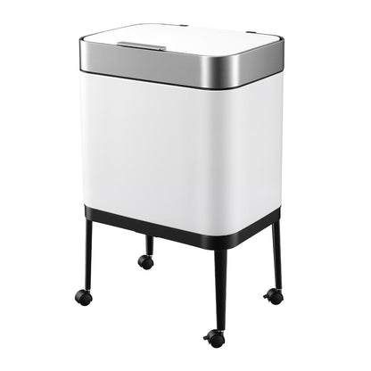 Alona.com.au Home & Garden > Kitchen Bins > Automatic Bins Cefito 40L Press Top Trash Can Kitchen Rubbish Bin Moblie Stainless Steel White