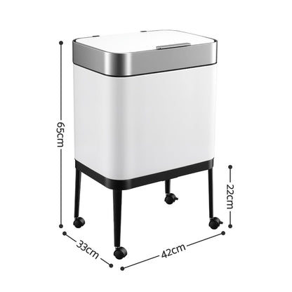 Alona.com.au Home & Garden > Kitchen Bins > Automatic Bins Cefito 40L Press Top Trash Can Kitchen Rubbish Bin Moblie Stainless Steel White
