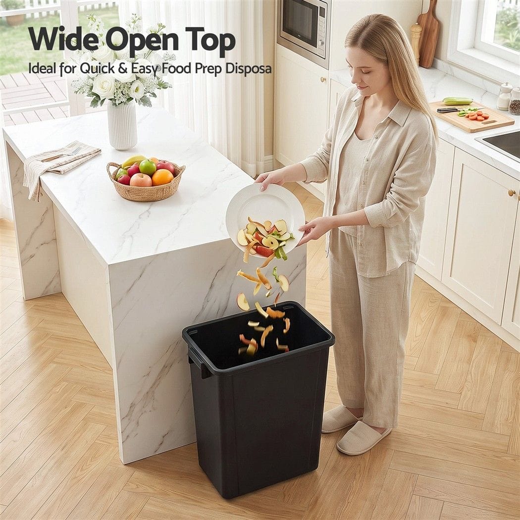 Alona.com.au Home & Garden > Kitchen Bins > Automatic Bins Cefito 35L Rubbish Bin Waste Dustbin Open Top Trash Can Kitchen Office Dark Grey