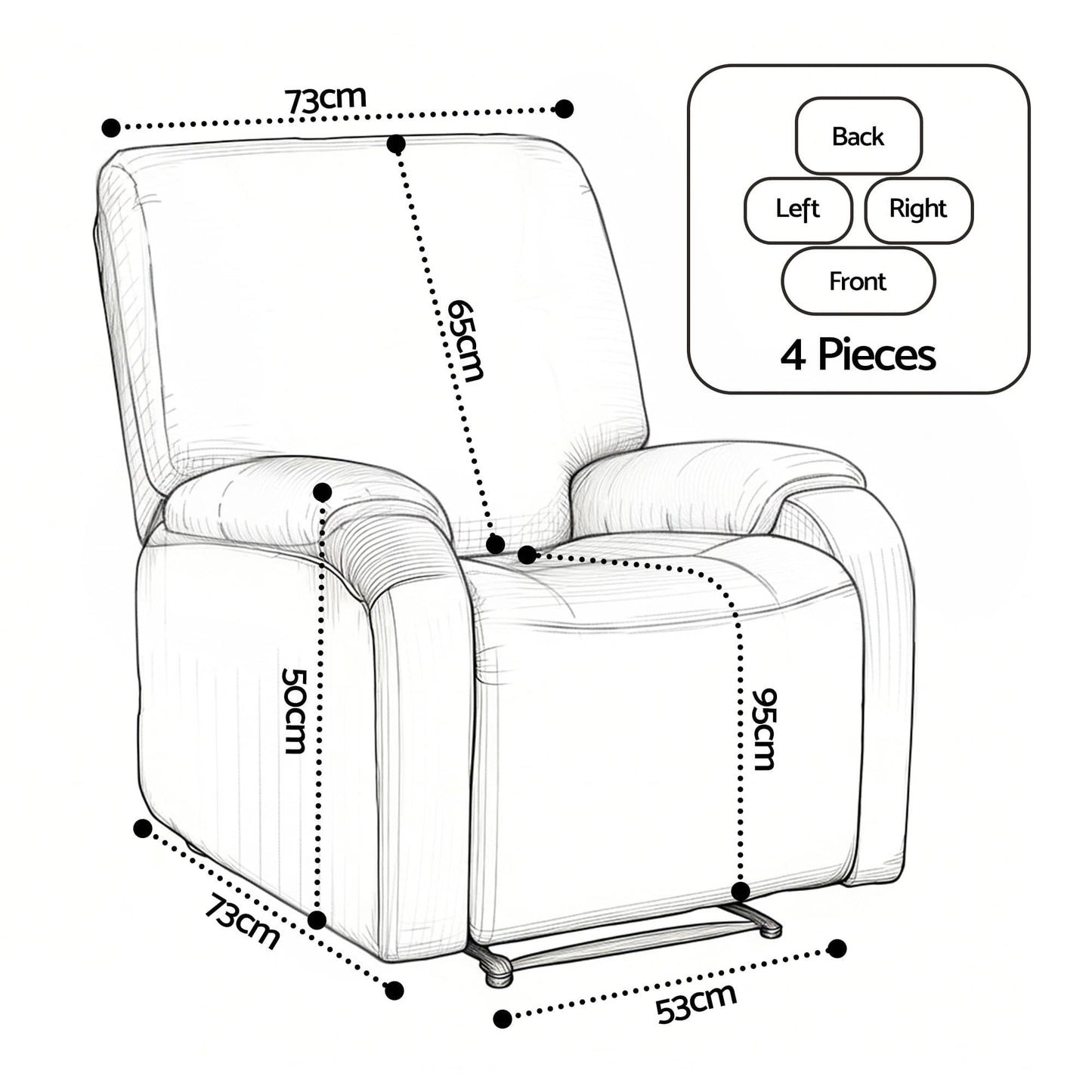 Artiss Stretch Kids Recliner Cover 4-Pieces Recliner Chair Slipcovers Printed Polyester