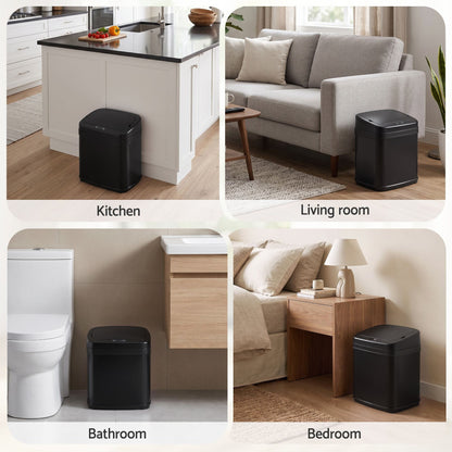 Devanti 15L Motion Sensor Bin Touchless Bins Soft-Close Rubbish Trash Can Black