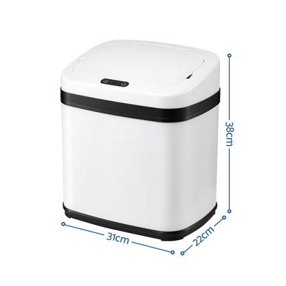 Devanti 15L Motion Sensor Bin Touchless Bins Soft-Close Rubbish Trash Can White