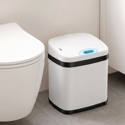 Devanti 15L Motion Sensor Bin Touchless Bins Soft-Close Rubbish Trash Can White