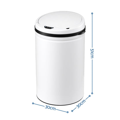 Devanti 30L Sensor Bin Automatic Touchless Trash Can Garbage Rubbish White