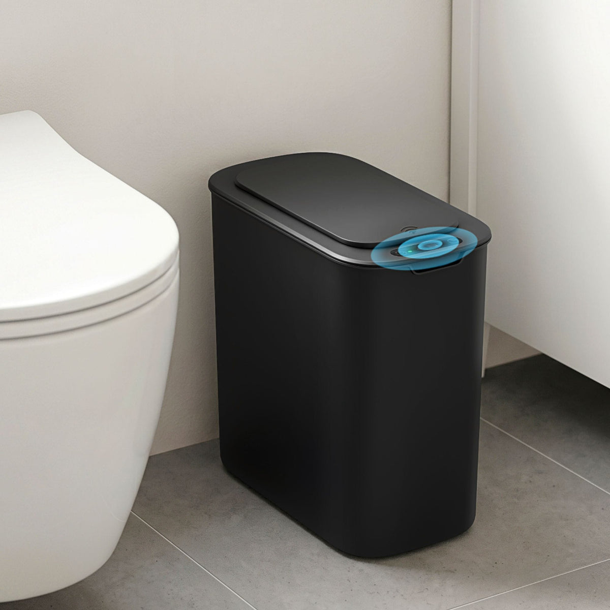 Alona.com.au Home & Garden > Kitchen Bins > Automatic Bins Devanti Automatic Trash Bin with Lid 11L Motion Sensor Kitchen Bin Touchless Garbage Can Modern Black Plastic Slim Rubbish Bin with Liner Holder for Kitchen, Home, Office