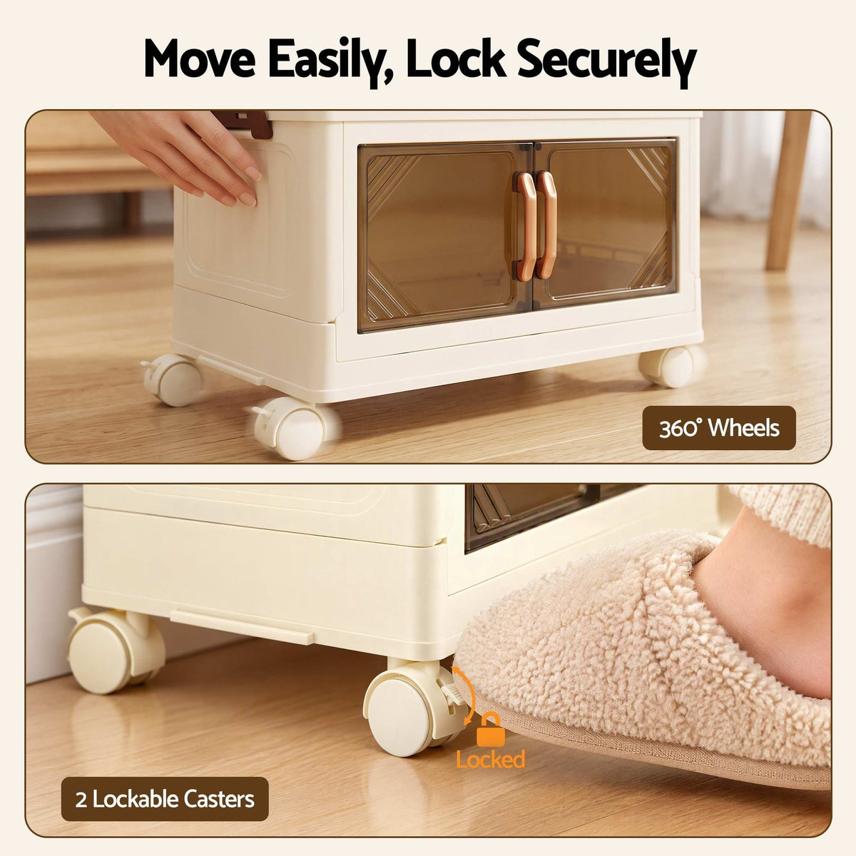 Alona.com.au Home & Garden > Storage > Storage Boxes Artiss 3-Tier Foldable Storage Cabinet Stackable Box Clear Magnetic Door White