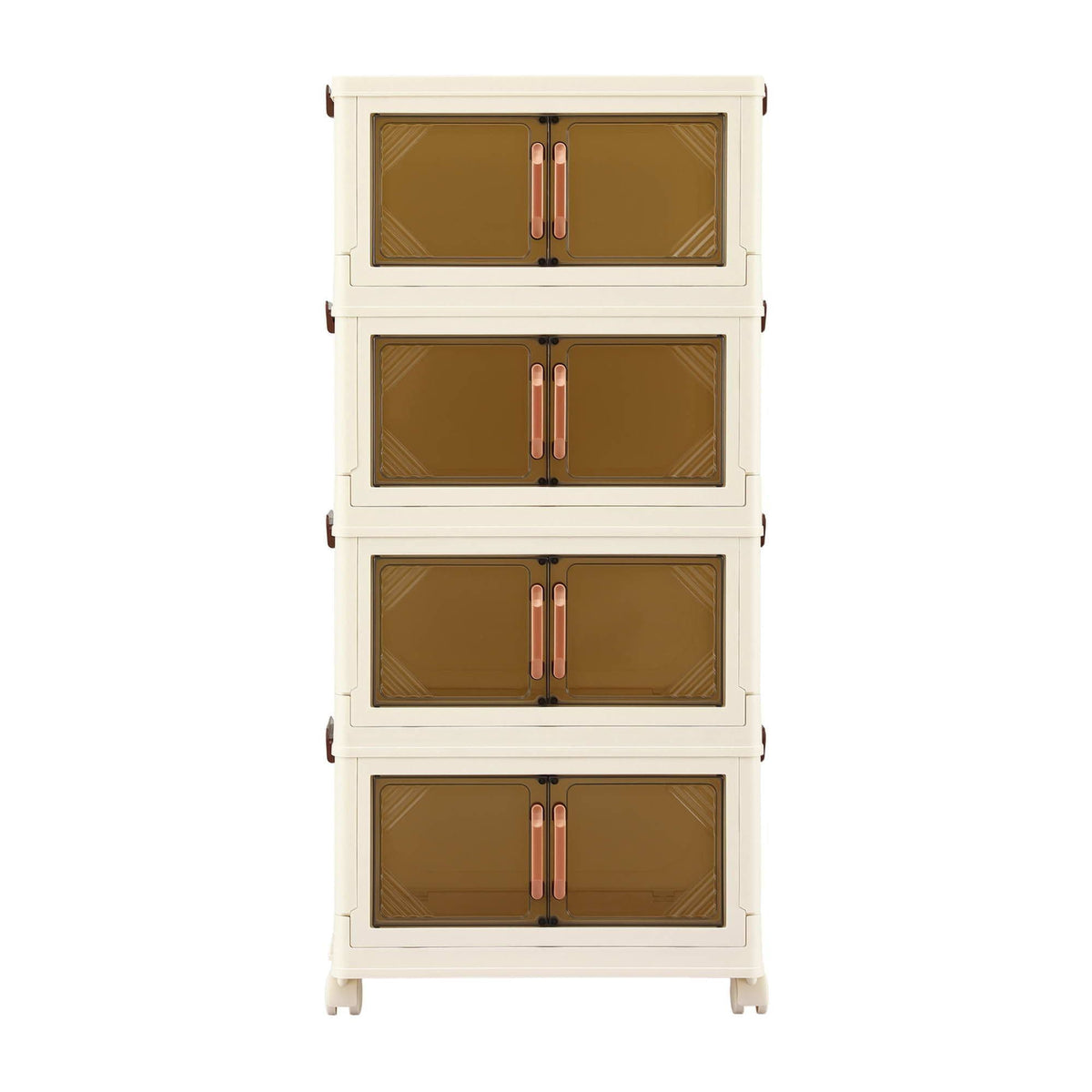 Alona.com.au Home & Garden > Storage > Storage Boxes Artiss 4-Tier Foldable Storage Cabinet Stackable Box Clear Magnetic Door White