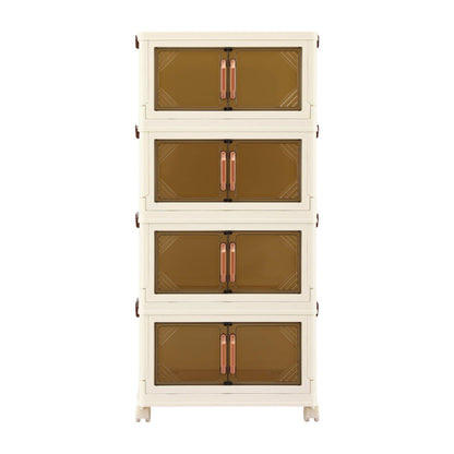 Alona.com.au Home & Garden > Storage > Storage Boxes Artiss 4-Tier Foldable Storage Cabinet Stackable Box Clear Magnetic Door White