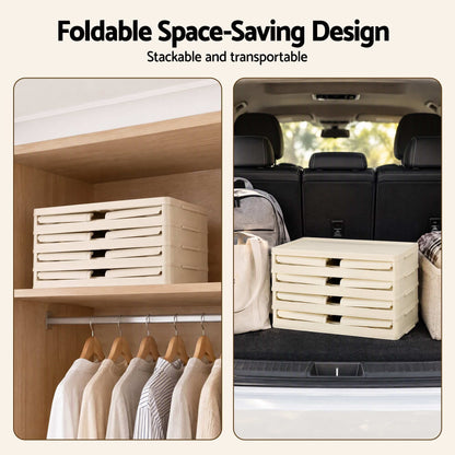 Alona.com.au Home & Garden > Storage > Storage Boxes Artiss 4-Tier Foldable Storage Cabinet Stackable Box Clear Magnetic Door White