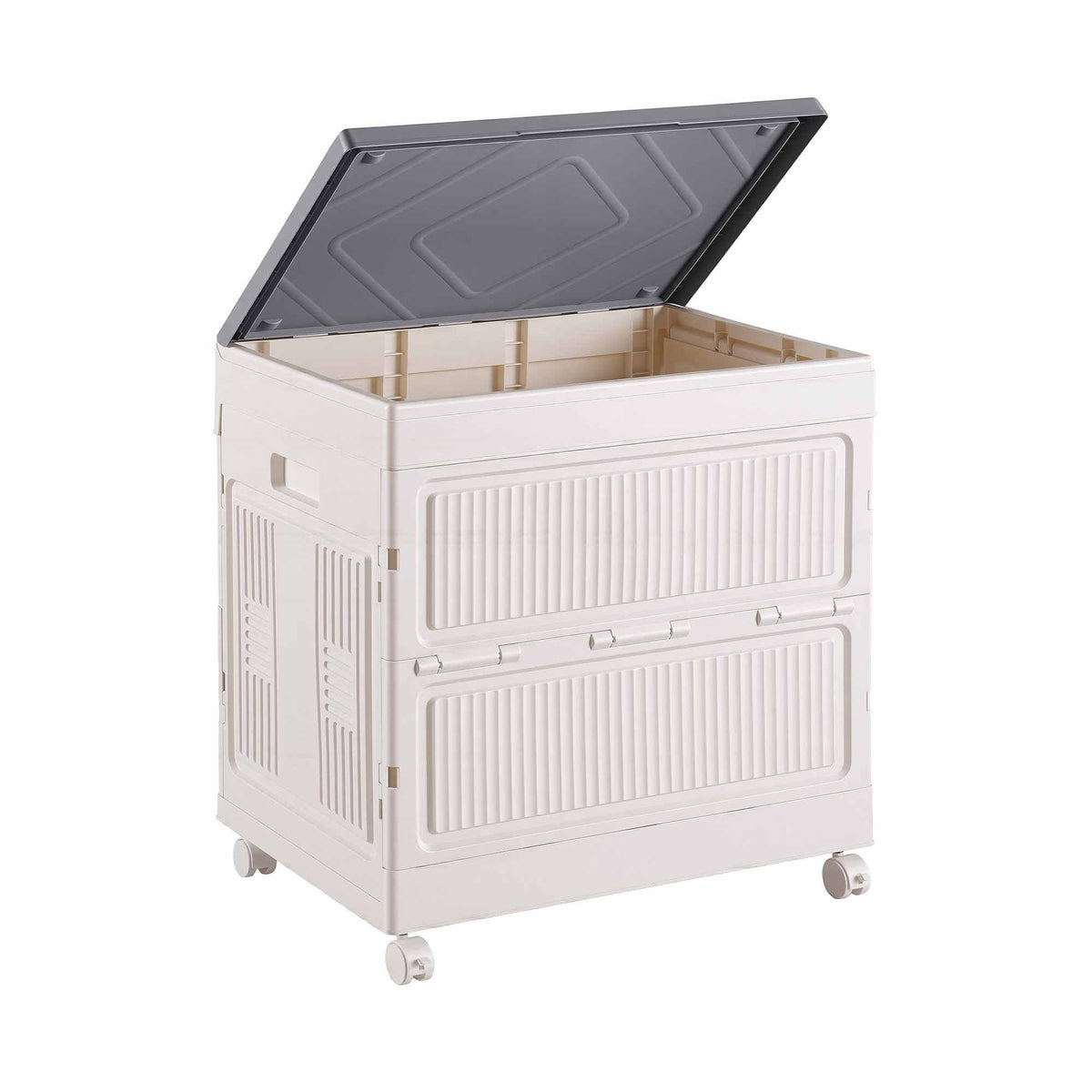 Alona.com.au Home & Garden > Storage > Storage Boxes Artiss Foldable Storage Cabinet Stackable Box Flip-Top Rolling Organiser White