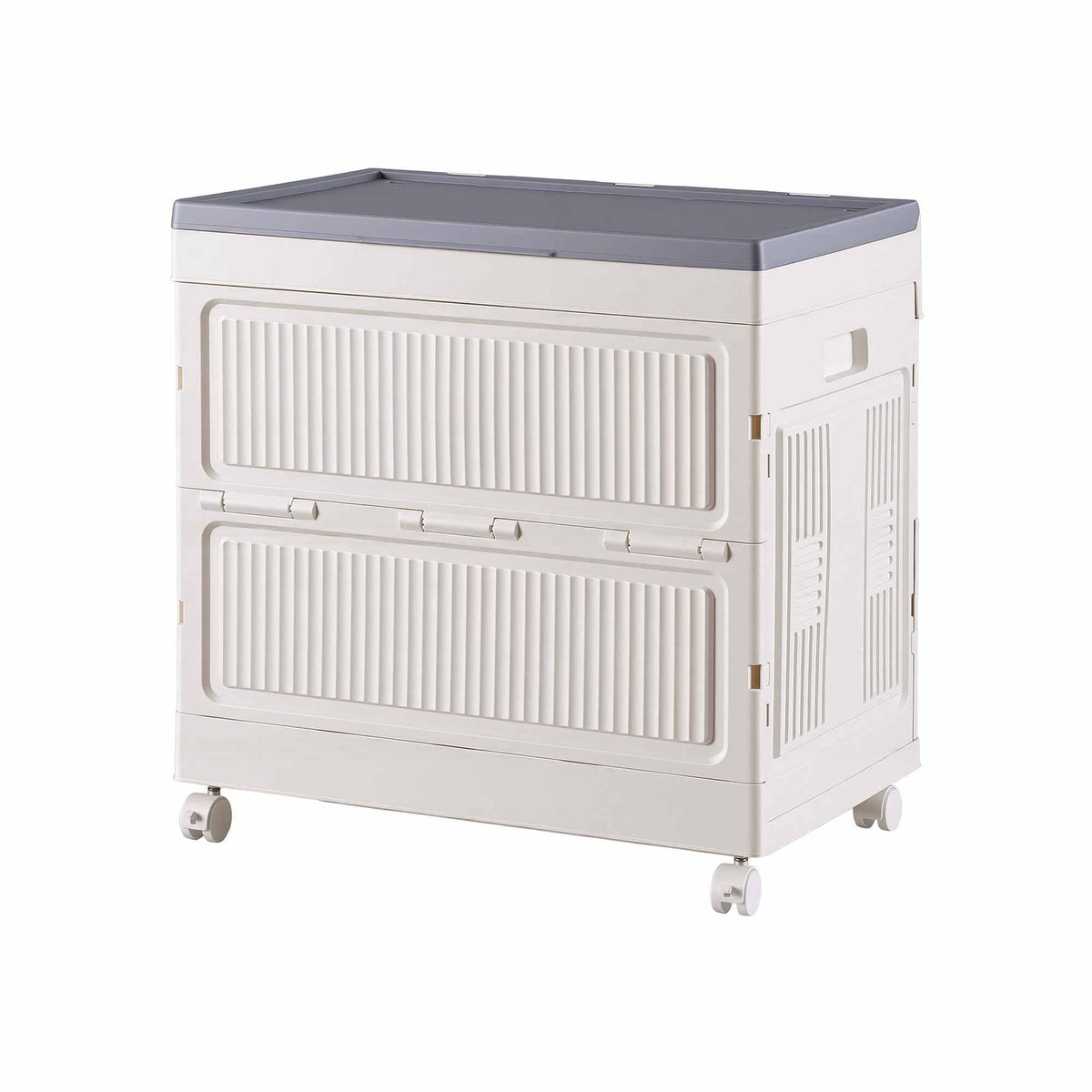 Alona.com.au Home & Garden > Storage > Storage Boxes Artiss Foldable Storage Cabinet Stackable Box Flip-Top Rolling Organiser White