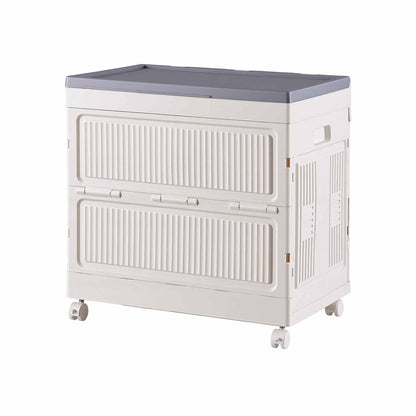 Alona.com.au Home & Garden > Storage > Storage Boxes Artiss Foldable Storage Cabinet Stackable Box Flip-Top Rolling Organiser White